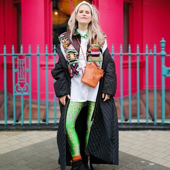 H&M Studio Collection Green Leopard Print Patterned Leggings - Picture 11 of 16